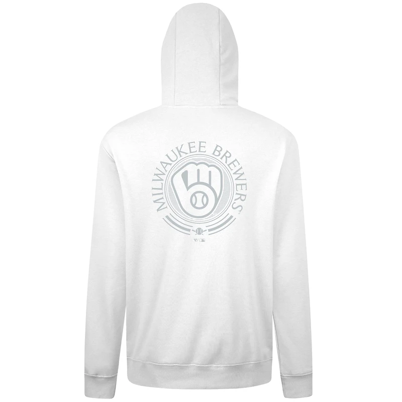 Men's Levelwear White Milwaukee Brewers Podium Grain Pullover Hoodie