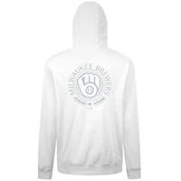 Men's Levelwear White Milwaukee Brewers Podium Grain Pullover Hoodie