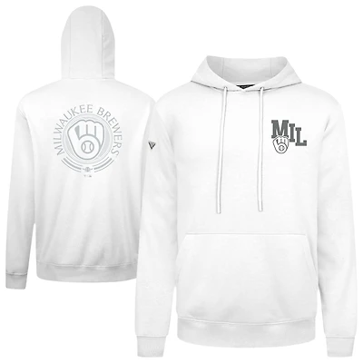 Men's Levelwear White Milwaukee Brewers Podium Grain Pullover Hoodie