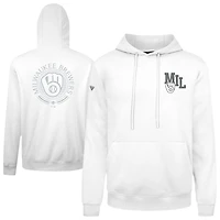 Men's Levelwear White Milwaukee Brewers Podium Grain Pullover Hoodie