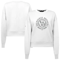 Men's Levelwear White Milwaukee Brewers Sponge Pullover Sweatshirt