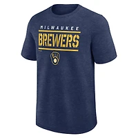 Men's Logo Athletic Heather Navy Milwaukee Brewers Top Notch T-Shirt