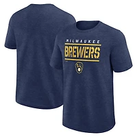 T-shirt athlétique pour homme avec logo bleu marine chiné des Milwaukee Brewers.