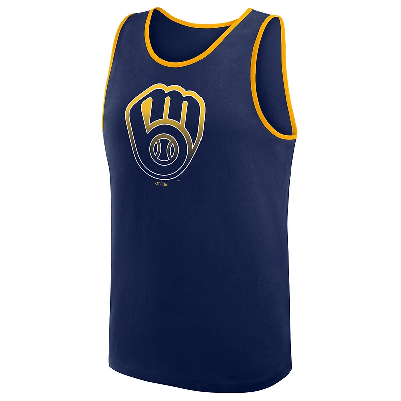 Débardeur bleu marine avec logo athlétique pour homme des Milwaukee Brewers, succès inégalé