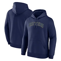 Men's Logo Athletic Navy Milwaukee Brewers Wordmark Hoodie