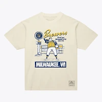Men's Mitchell & Ness Cream Milwaukee Brewers Deli T-Shirt
