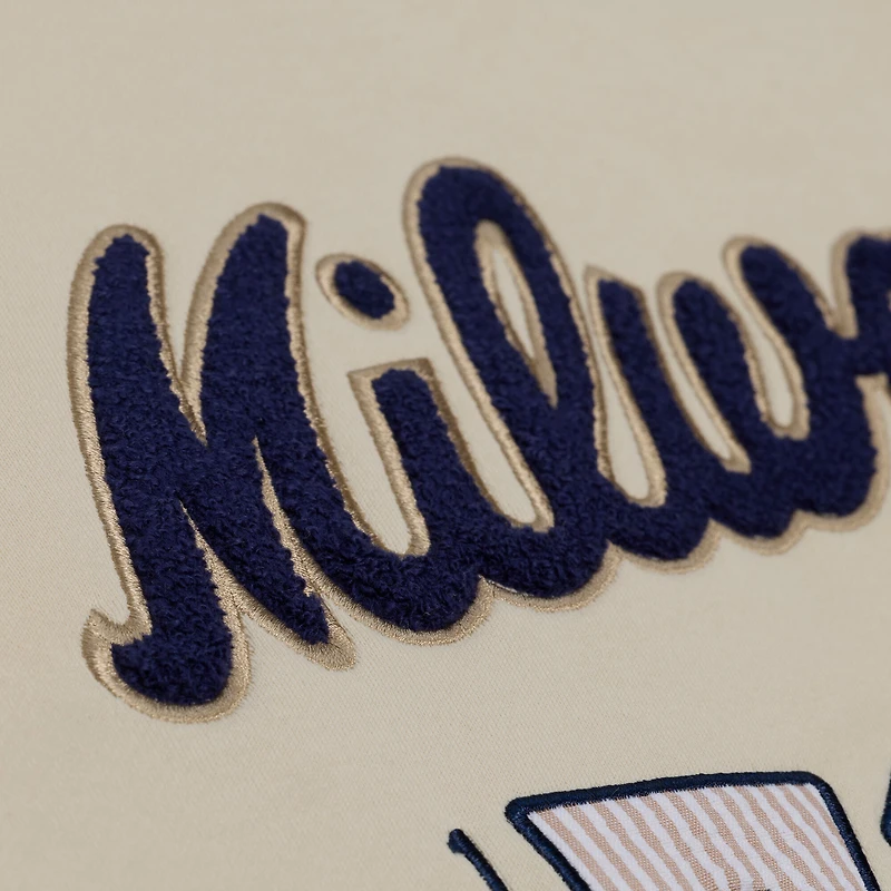 Sweat à capuche en polaire Mitchell & Ness crème Milwaukee Brewers Yacht Rock pour homme