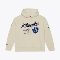 Men's Mitchell & Ness Cream Milwaukee Brewers Yacht Rock Fleece Hoodie