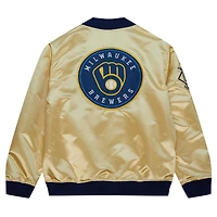 Veste légère en satin entièrement zippée Mitchell & Ness Gold Milwaukee Brewers OG 2.0 pour hommes