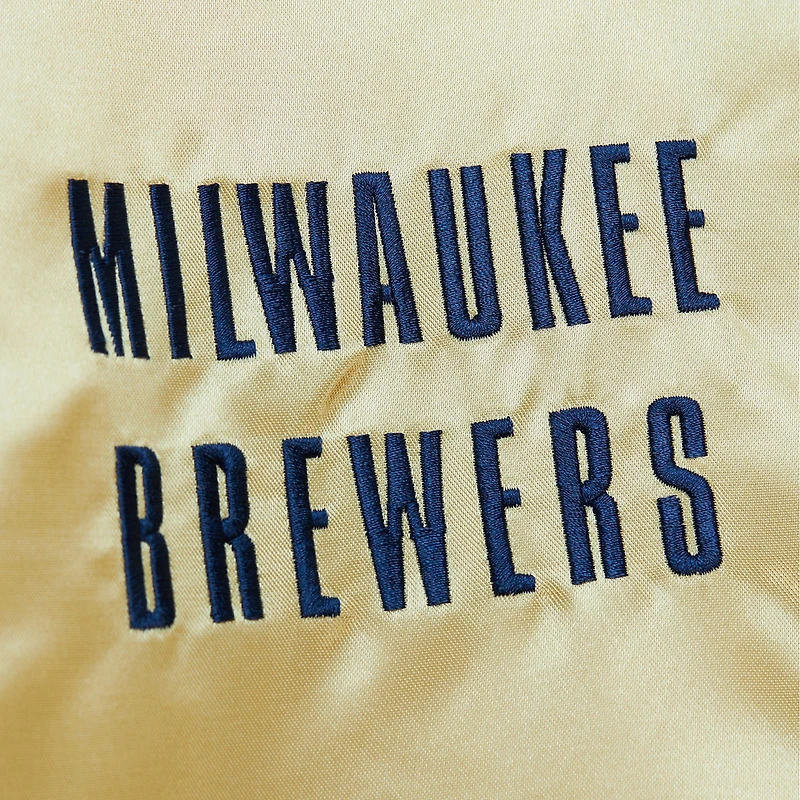 Veste légère en satin entièrement zippée Mitchell & Ness Gold Milwaukee Brewers OG 2.0 pour hommes