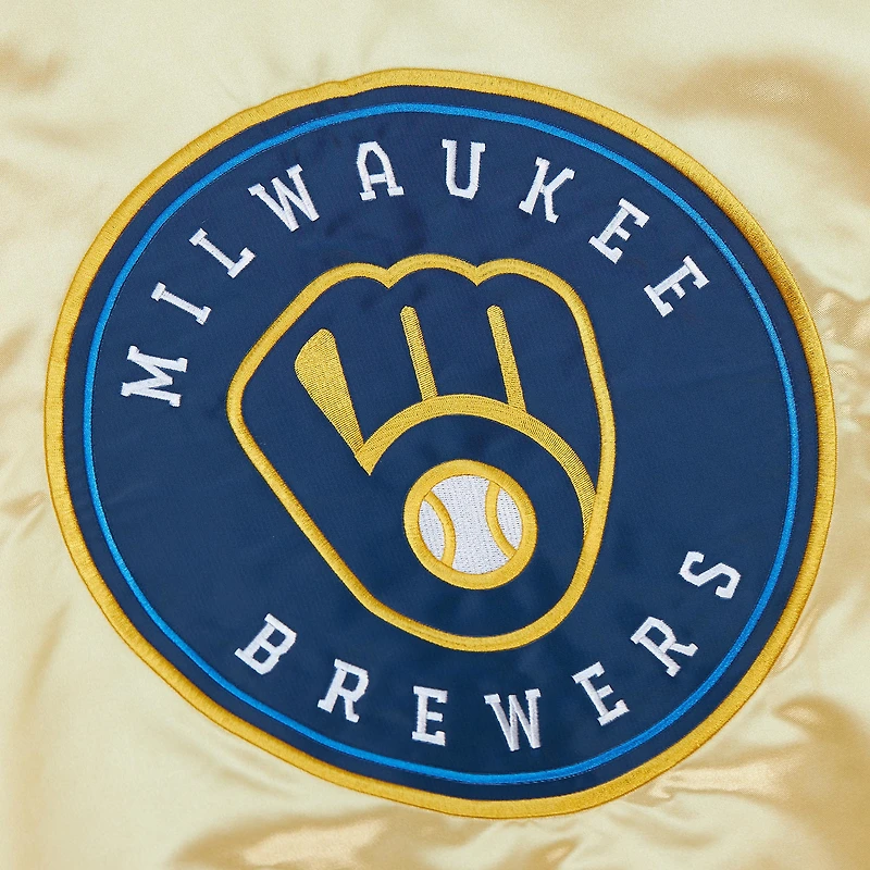 Veste légère en satin entièrement zippée Mitchell & Ness Gold Milwaukee Brewers OG 2.0 pour hommes