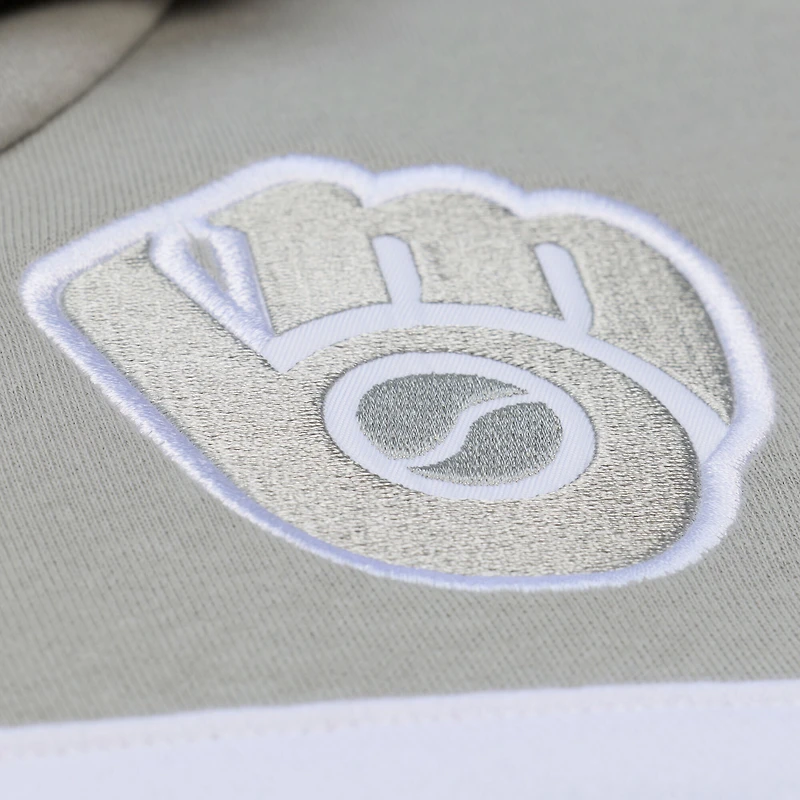 Men's Mitchell & Ness  Gray Milwaukee Brewers Cooperstown Collection Thunderstorm Head Coach Hoodie