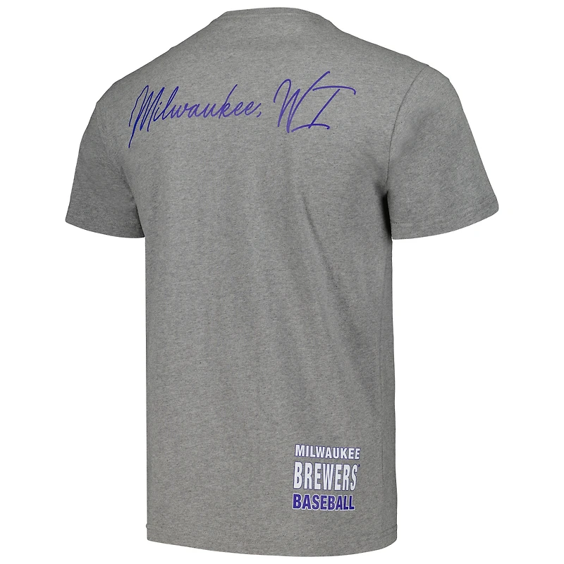 Men's Mitchell & Ness Heather Gray Milwaukee Brewers Cooperstown Collection City T-Shirt