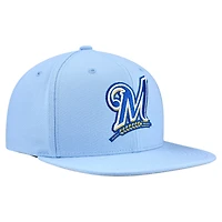 Casquette snapback basique Mitchell & Ness bleu poudre pour homme, collection Cooperstown, Milwaukee Brewers