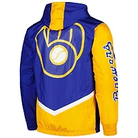 Mitchell & Ness Royal Milwaukee Brewers Undeniable Veste coupe-vent à capuche entièrement zippée pour homme