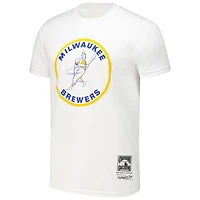 T-shirt blanc Mitchell & Ness pour homme avec logo de la collection Cooperstown des Milwaukee Brewers