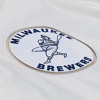 Veste coupe-vent à capuche Mitchell & Ness Yacht Rock Coaches blanche pour homme, modèle Milwaukee Brewers, fermeture boutons-pression.