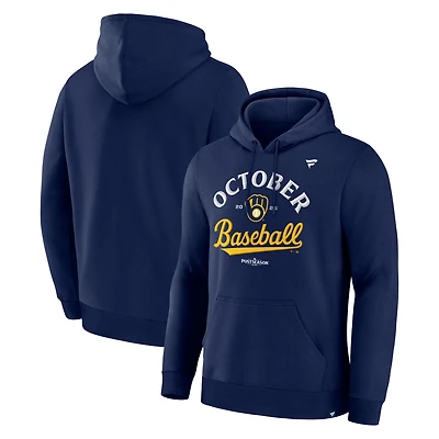 Men's  Navy Milwaukee Brewers 2025 MLB Postseason Locker Room Pullover Hoodie