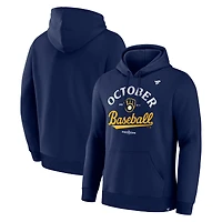 Men's  Navy Milwaukee Brewers 2025 MLB Postseason Locker Room Pullover Hoodie