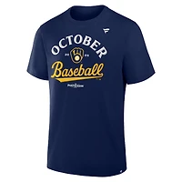 T-shirt bleu marine pour homme des Brewers de Milwaukee, saison 2025 la MLB, vestiaires
