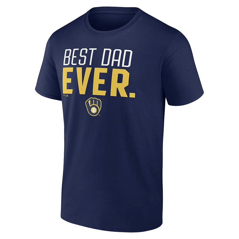 T-shirt pour homme bleu marine Milwaukee Brewers Big & Tall Best Dad