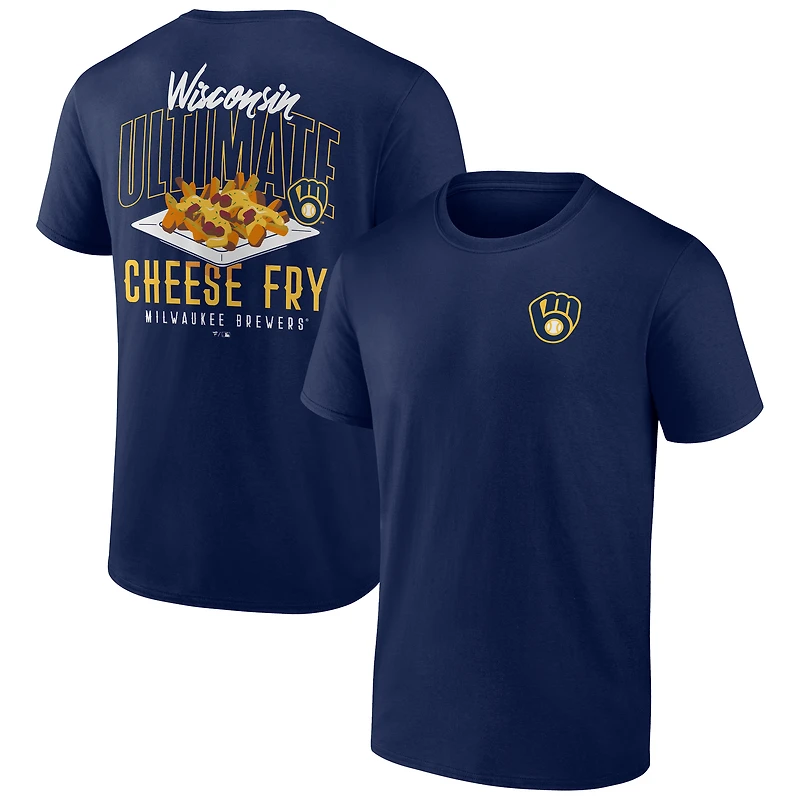 T-shirt bleu marine pour homme, motif fromage frit des Milwaukee Brewers