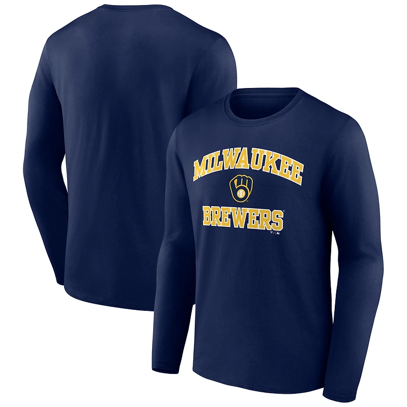 Men's  Navy Milwaukee Brewers Heart & Soul Long Sleeve T-Shirt