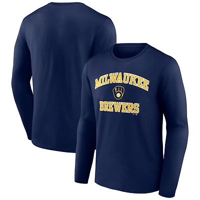Men's  Navy Milwaukee Brewers Heart & Soul Long Sleeve T-Shirt