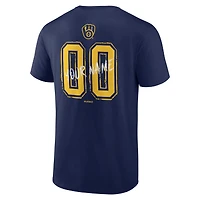 T-shirt personnalisé pour homme Milwaukee Brewers Hustle, bleu marine, nom et numéro