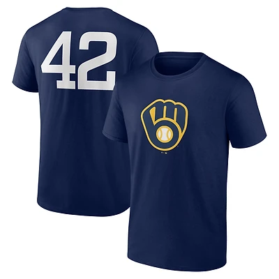 Men's Navy Milwaukee Brewers Jackie Robinson Day Name & Number T-Shirt