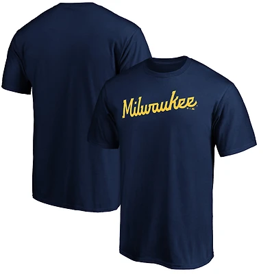 Men's Navy Milwaukee Brewers Official Wordmark T-Shirt