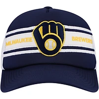 Men's   Navy Milwaukee Brewers Sideline Trucker Adjustable Hat