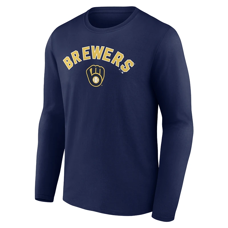 Men's Navy Milwaukee Brewers Winning Streak Custom Long Sleeve T-Shirt