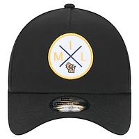 Casquette ajustable A-Frame 9FORTY Milwaukee Brewers de New Era pour homme noire