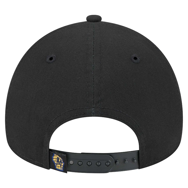 Casquette ajustable A-Frame 9FORTY Milwaukee Brewers de New Era pour homme noire
