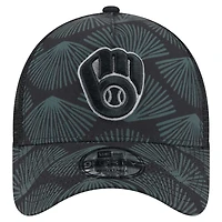 Men's New Era  Black Milwaukee Brewers 9FORTY A-Frame Trucker Adjustable Hat