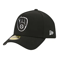 Casquette ajustée New Era 59FORTY noire pour homme, modèle A-Frame des Milwaukee Brewers