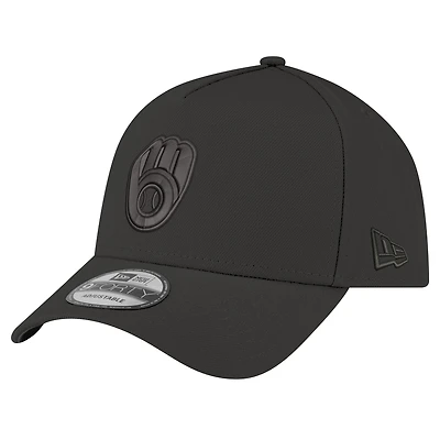 Men's New Era Black Milwaukee Brewers A-Frame 9FORTY Adjustable Hat