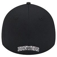 Casquette flexible Active Dash Mark 39THIRTY des Milwaukee Brewers New Era noire pour hommes