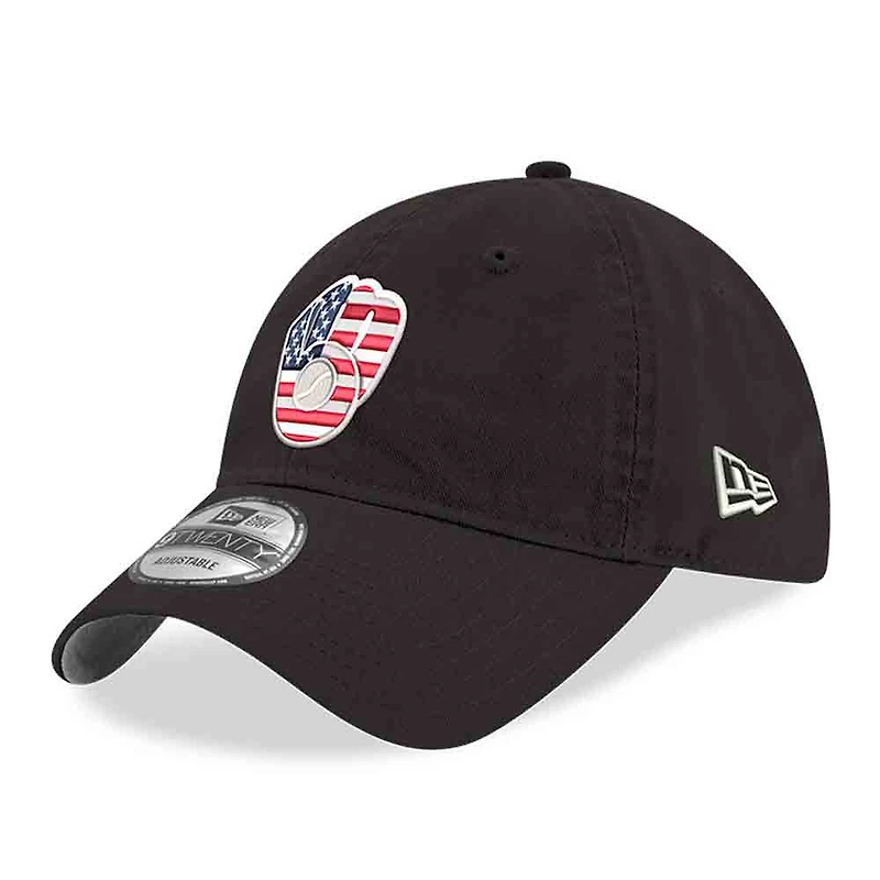 Men's New Era Black Milwaukee Brewers America 250 9TWENTY Adjustable Hat