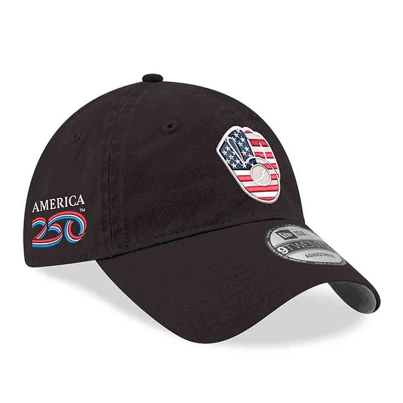 Men's New Era Black Milwaukee Brewers America 250 9TWENTY Adjustable Hat