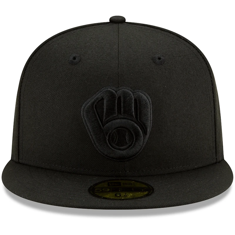 Men's New Era Black Milwaukee Brewers on 59FIFTY Fitted Hat