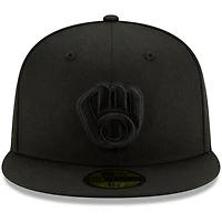 Men's New Era Black Milwaukee Brewers on 59FIFTY Fitted Hat