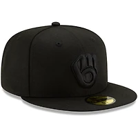 Casquette ajustée New Era 59FIFTY noire pour homme, Milwaukee Brewers.