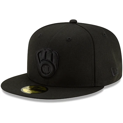 Men's New Era Black Milwaukee Brewers on 59FIFTY Fitted Hat
