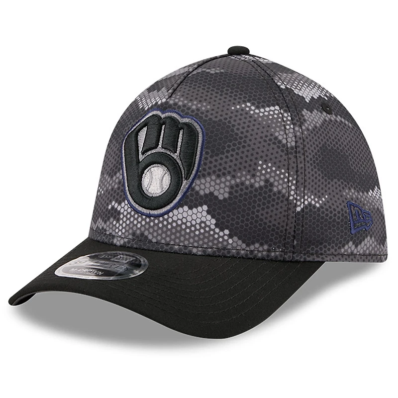 Men's New Era Black Milwaukee Brewers Camo 39THIRTY A-Frame Flex Hat