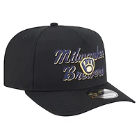 Casquette snapback 9FIFTY A-Frame noire à point de chaînette des Brewers de Milwaukee de New Era pour homme