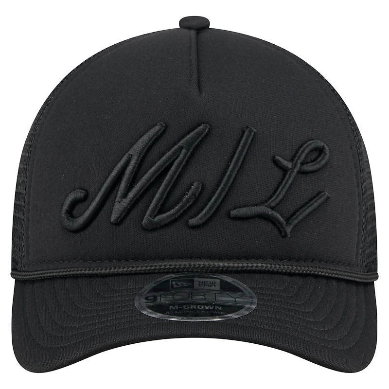 Men's New Era Black Milwaukee Brewers City Initial 9FORTY A-Frame M-Crown Adjustable Trucker Hat