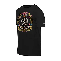 Men's New Era Black Milwaukee Brewers Día de los Muertos T-Shirt