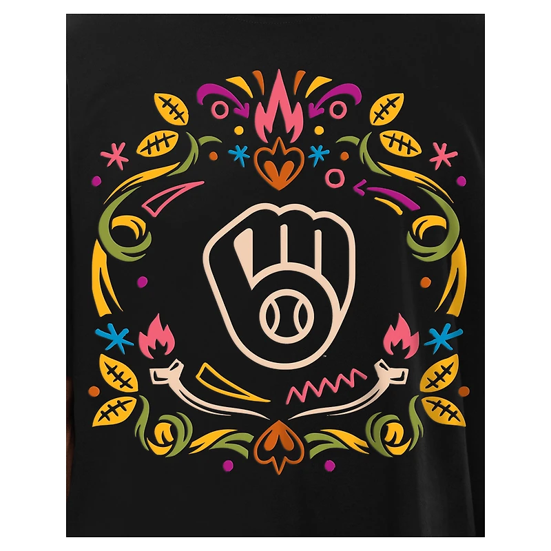 Men's New Era Black Milwaukee Brewers Día de los Muertos T-Shirt